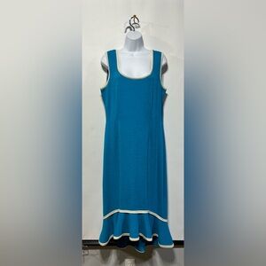 Elana Sleeveless knit sheath style double-ruffle flounce hem Size XL